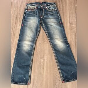 True Religion Blue Jeans with White Stitching
